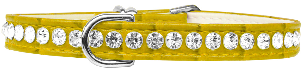 Beverly Style Rhinestone Designer Croc Dog Collar Yellow Size 14